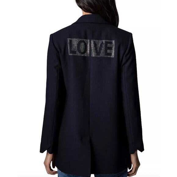 Zadig & Voltaire Viva Strass Bedazzled Love Blazer 40 US 8 - Picture 1 of 13
